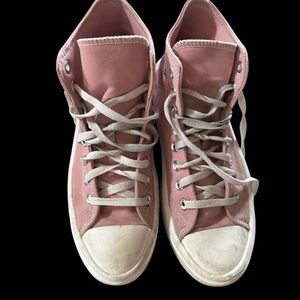 Converse Pink High-Top Canvas Sneakers with White Soles